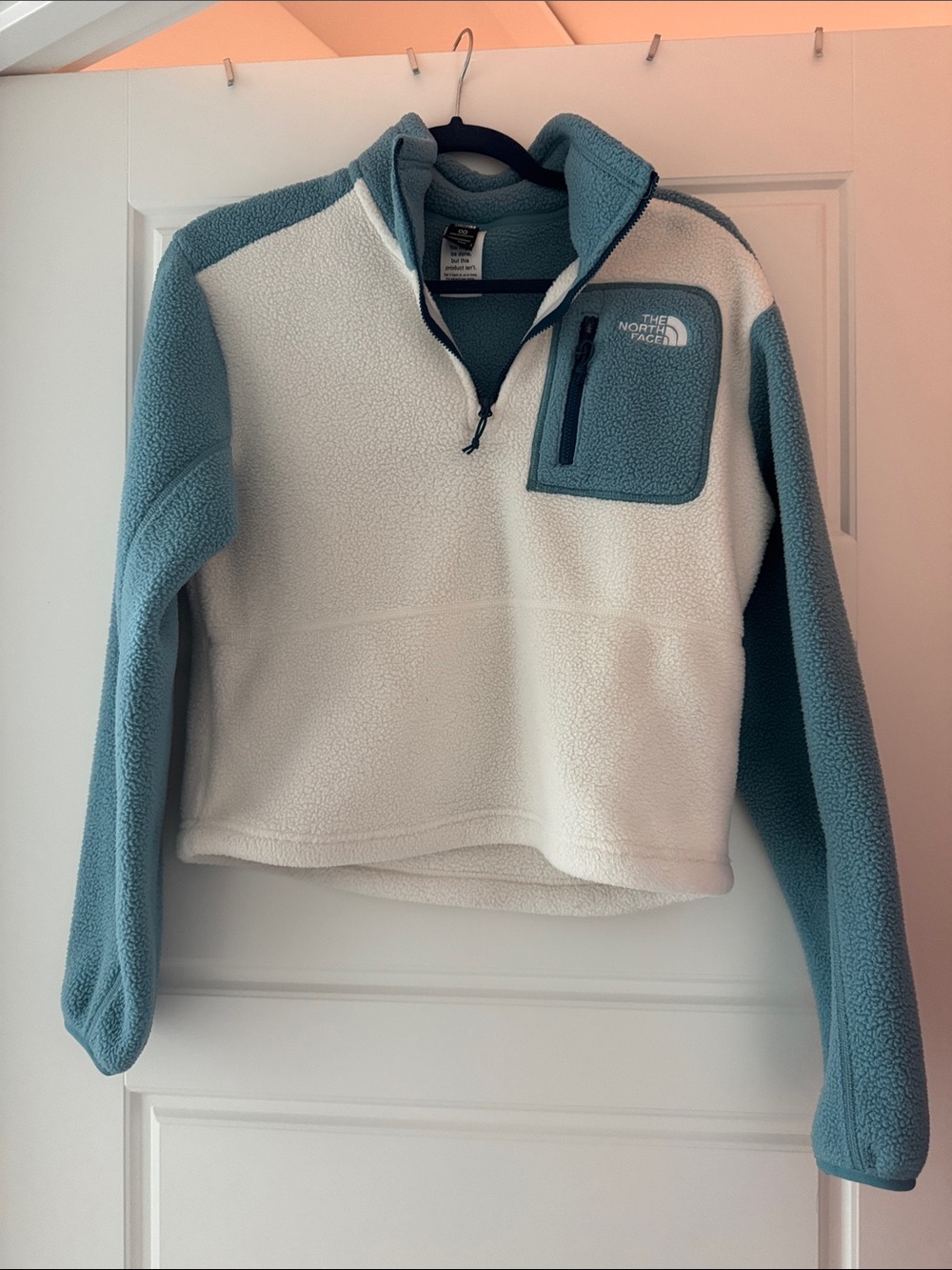 The North Face Cream & Teal Half-Zip Fleece Pullover